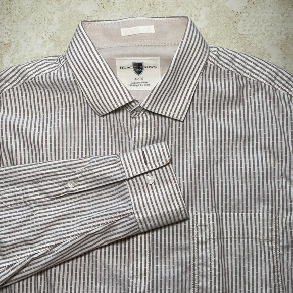 Black Brown 1826 Other - Black Brown 1826 Mens Striped Button Down Shirt XL Work Casual‎ Office